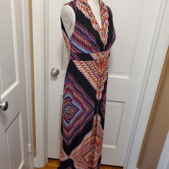 Chico's Geometric Print Maxi Knit Dress Size 1=Ladies 8/10, Colorful - Picture 6 of 8